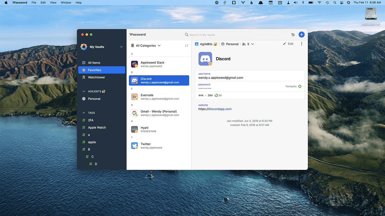 1Password 8 for macOS, early prerelease screenshot