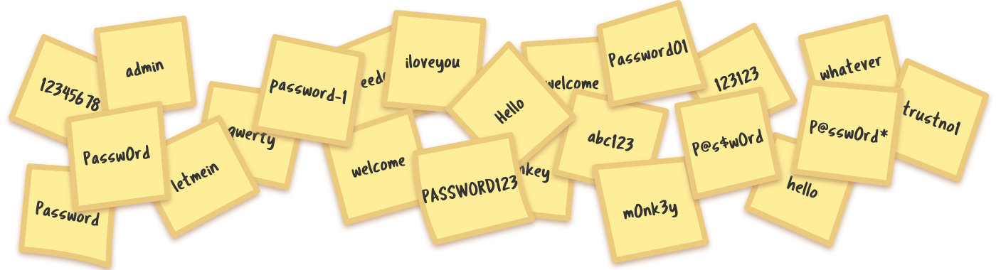 Sticky notes with passwords written on them
