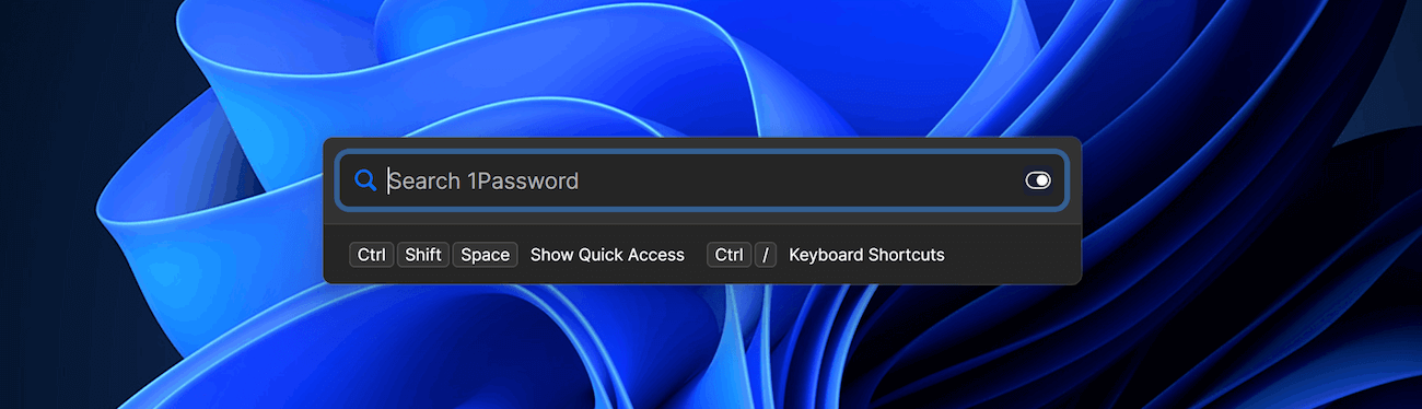 1Password Quick Access window