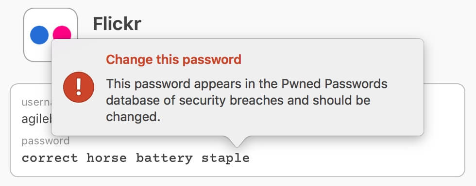 Watchtower highlighting a Pwned Password