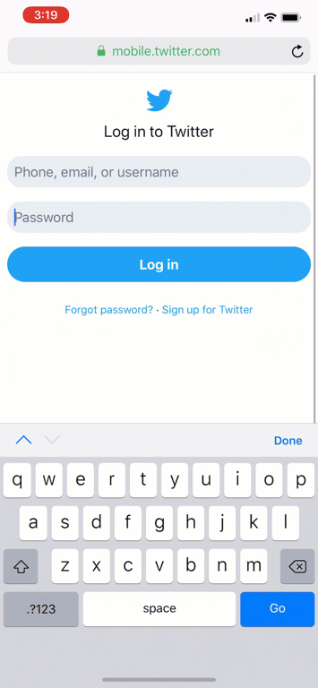 Video showing how 1Password can fill credentials into Twitter's website