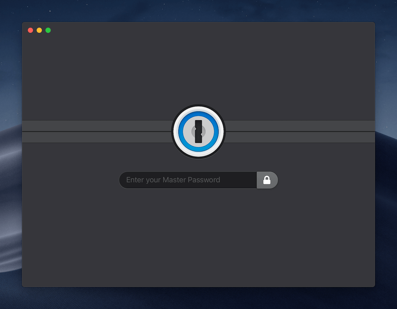Locked 1Password 7 for Mac in dark mode