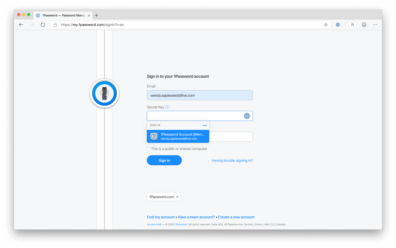 1Password homepage - light mode