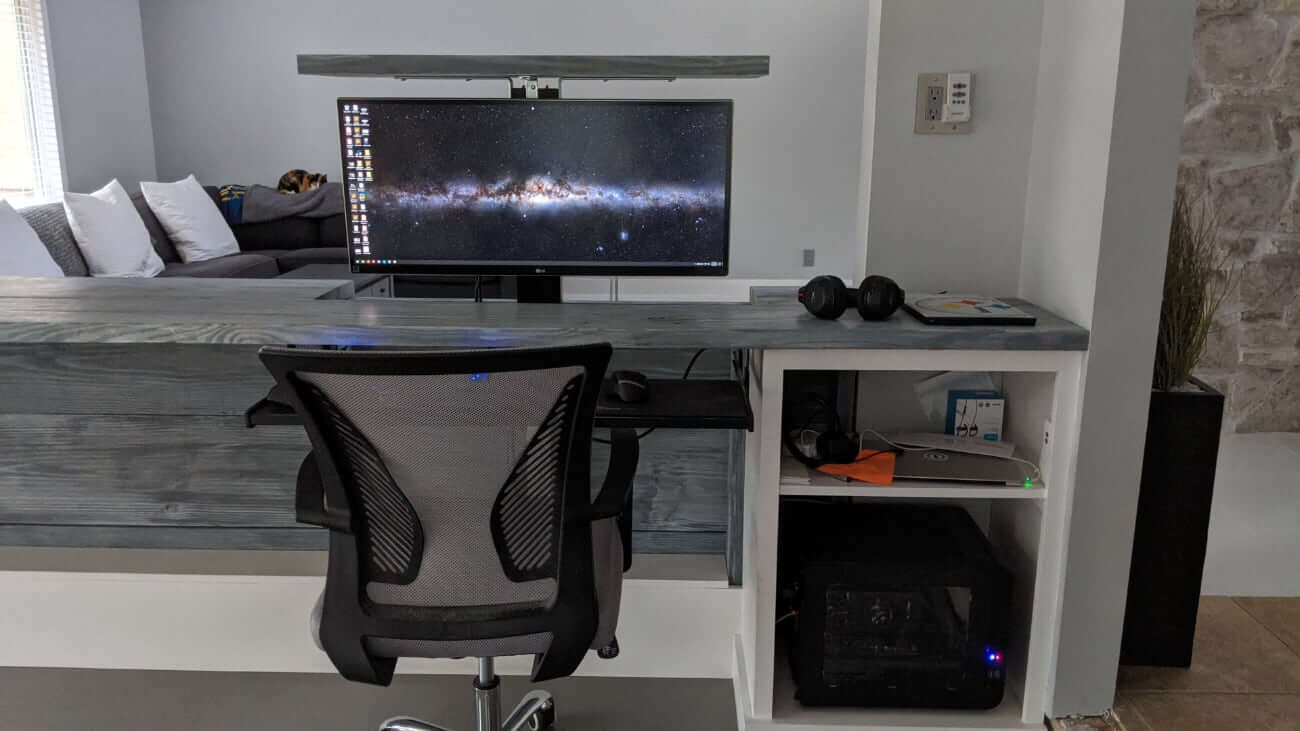 Image of Kate's desk overlooking the living room