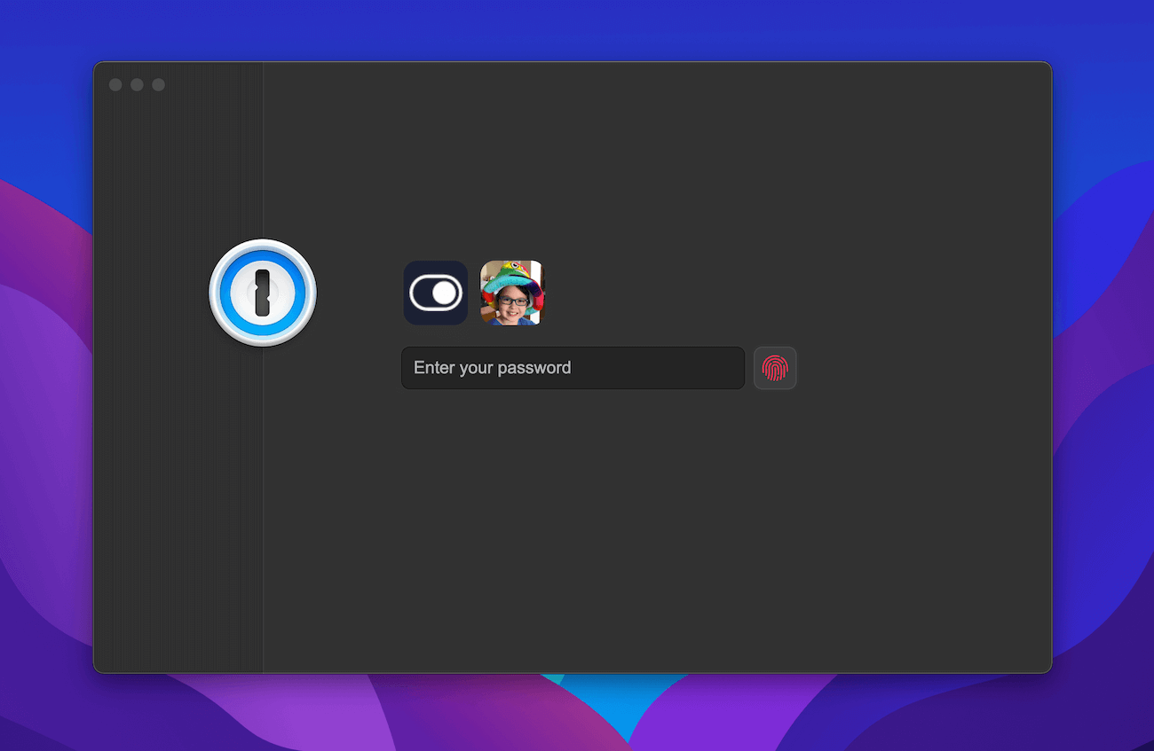 1Password lock screen in dark mode