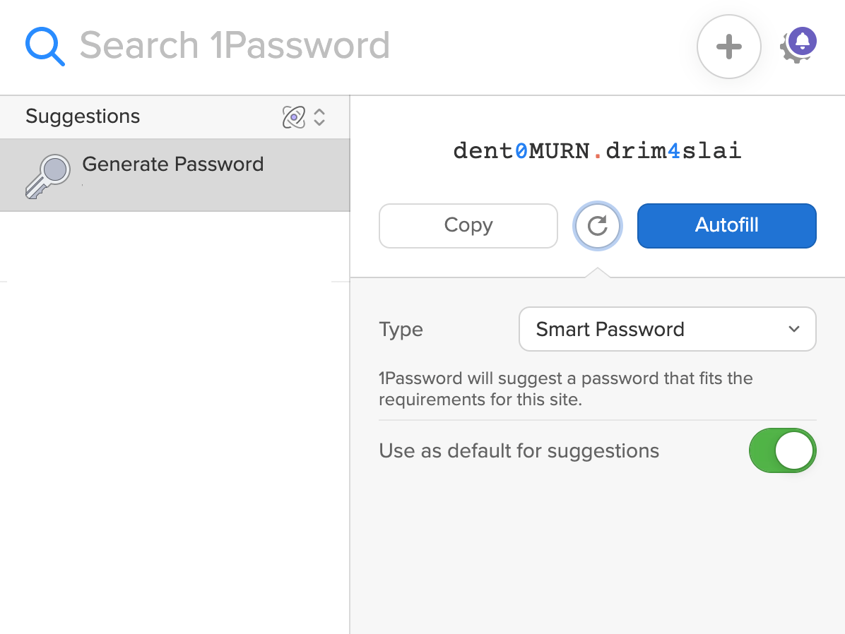 Smart Password Generator User Interface