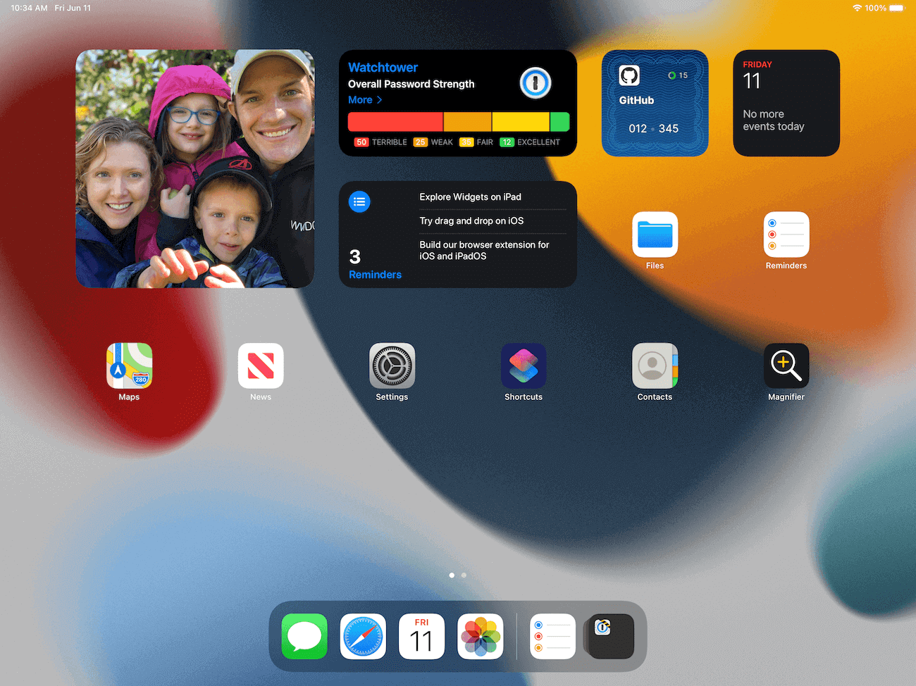 1Password widgets on iPad