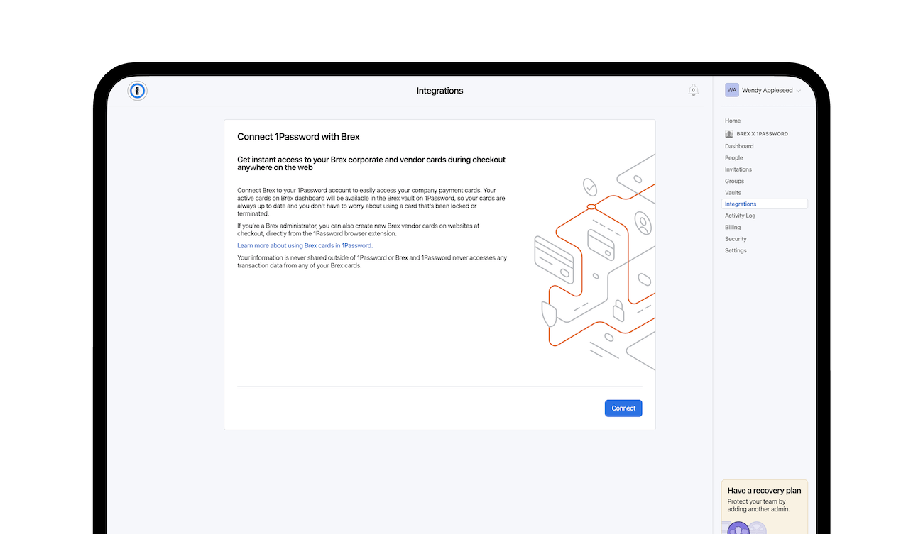 Connect 1Password with Brex