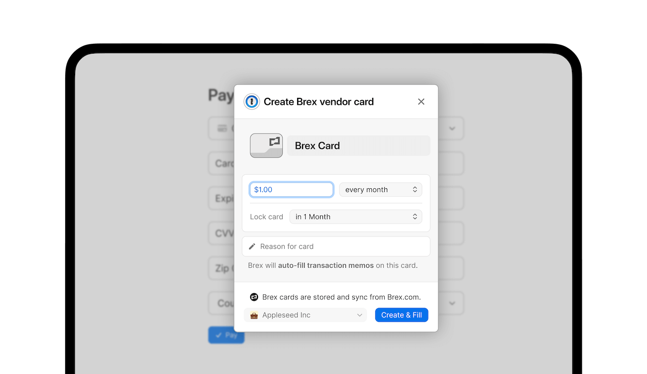 Create Brex vendor card