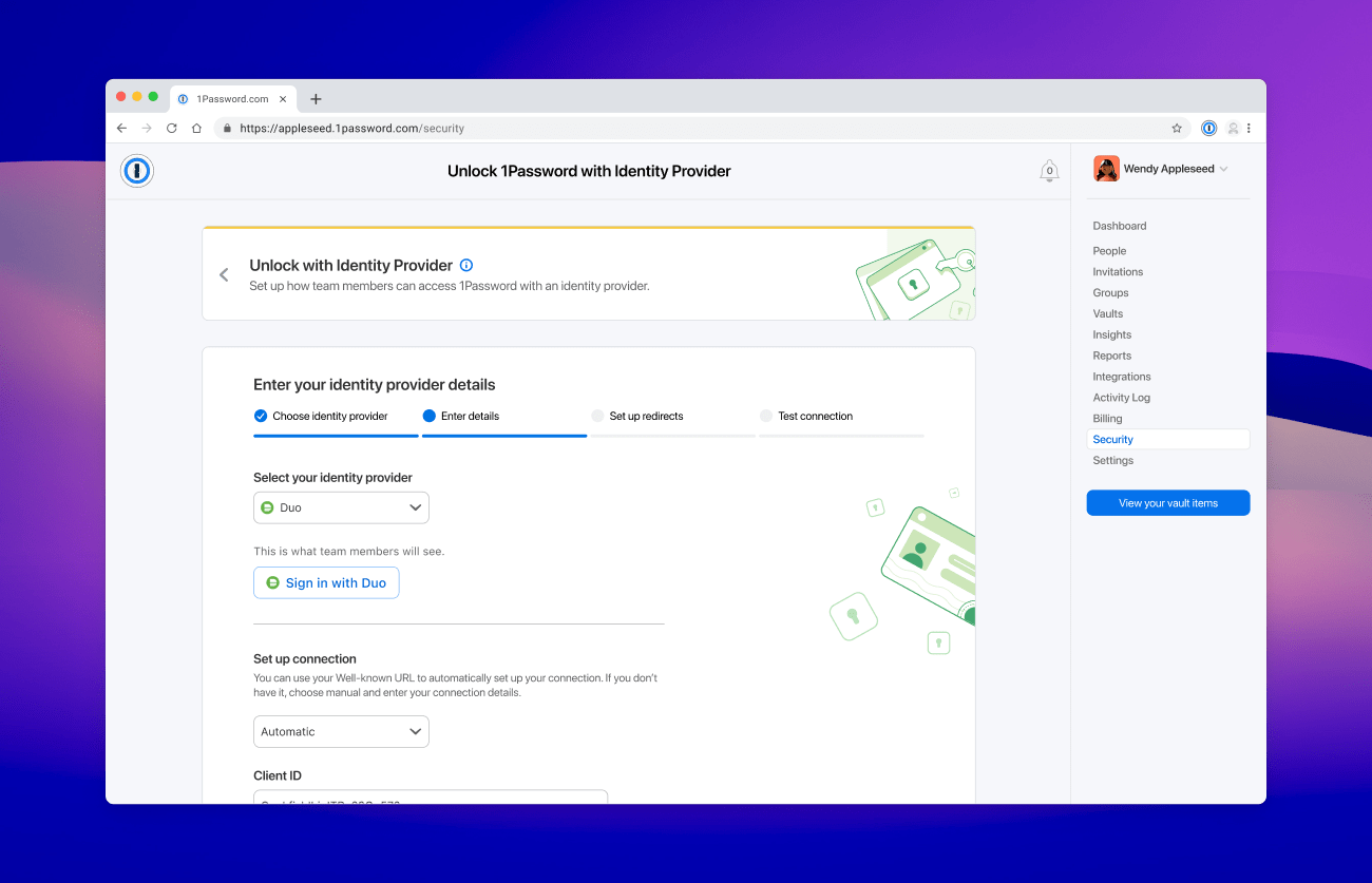 Connect 1Password with Duo