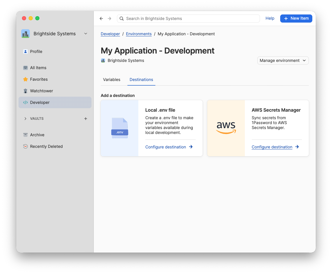 A screenshot of Applications within Environments. A screenshot of Applications within Environments.
