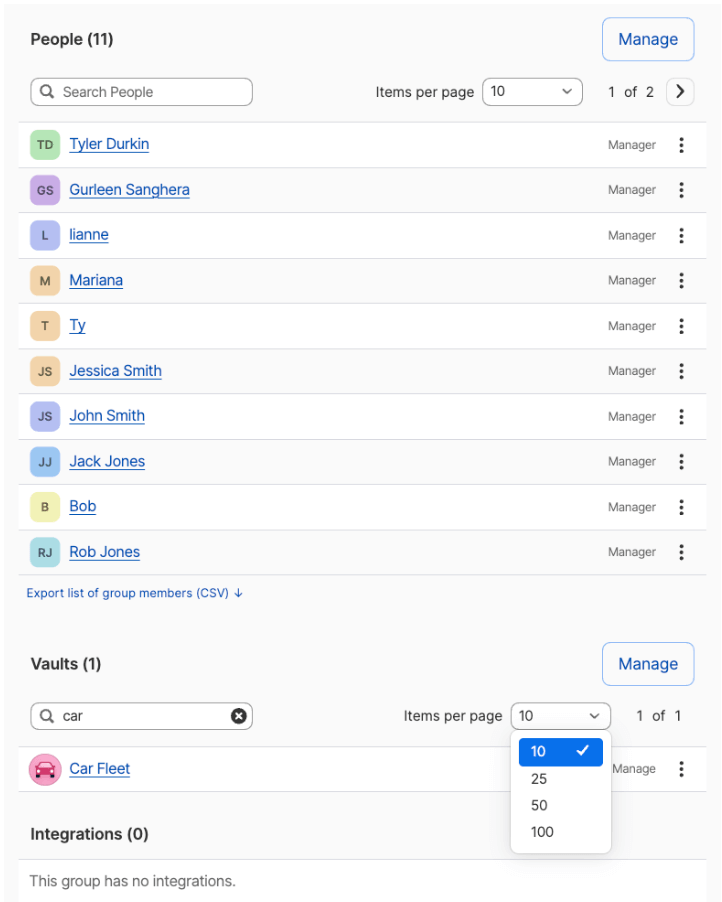 A product screnshot showing the view of vault with pagination. A product screnshot showing the view of vault with pagination.