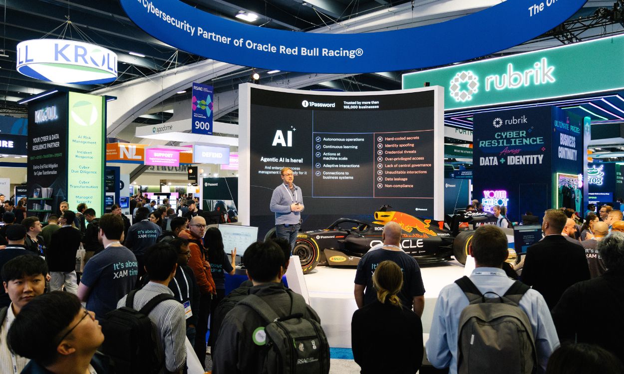 A photo from a lightning talk conducted at the 1Password booth. A photo from a lightning talk conducted at the 1Password booth.